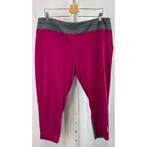 LANDS' END  Size 20W 22W 2X Plus Colorblock Capri Crop Leggings Pink Gray